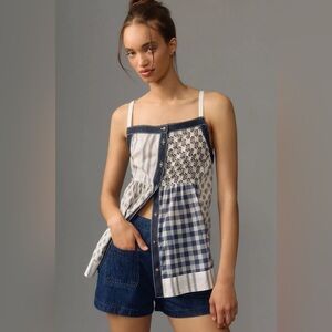 NWT Anthropologie Pilcro Mixed Patterned Babydoll Tank Size Small